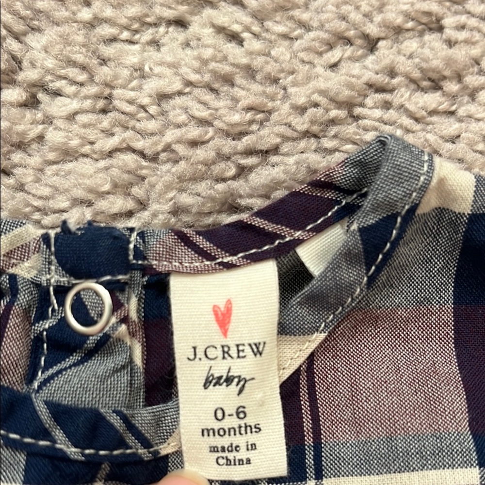 J. Crew Blue and White Onesie with Classic Tartan Pattern - Picture 2 of 4